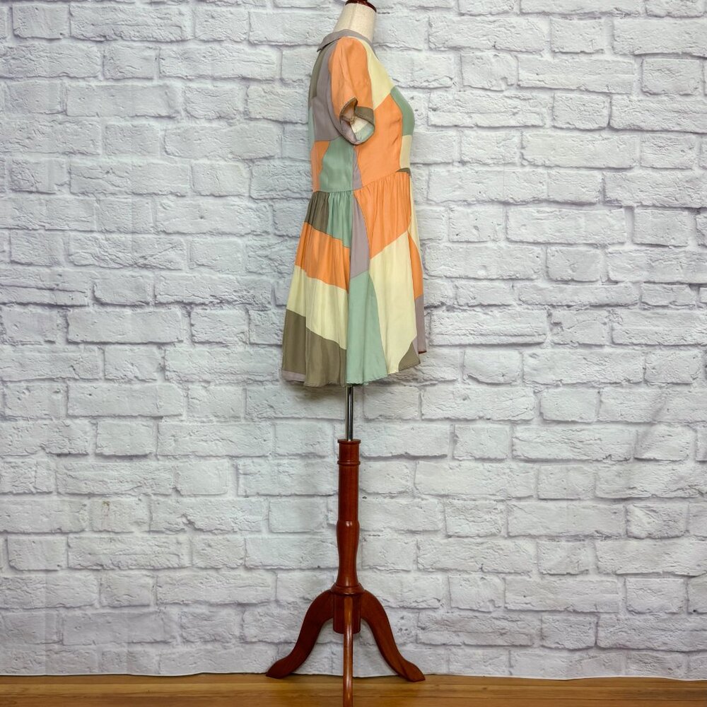 Anthropologie Dusen Dusen Silk Pastel Colorblock Mini Dress - Picture 3 of 6